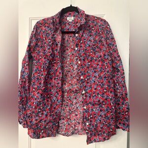 J. Crew Women’s Red and Blue Floral Shirt